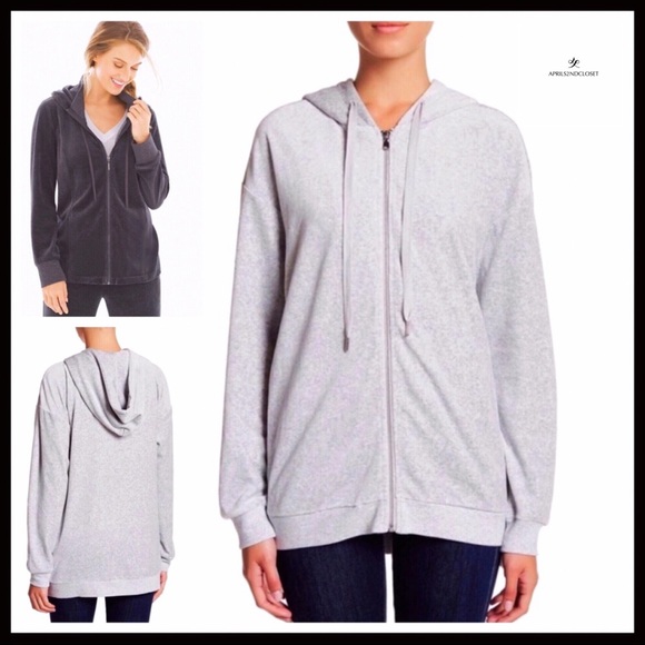 LUXE VELVET KNIT HOODIE ZIP UP HOODED JACKET A2C - Picture 4 of 8